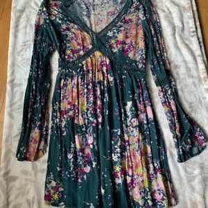 Green floral flowy dress